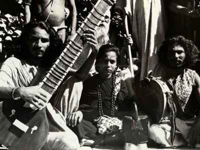 Group of musicians in Benares around 1950. Photo by Alain Daniélou.