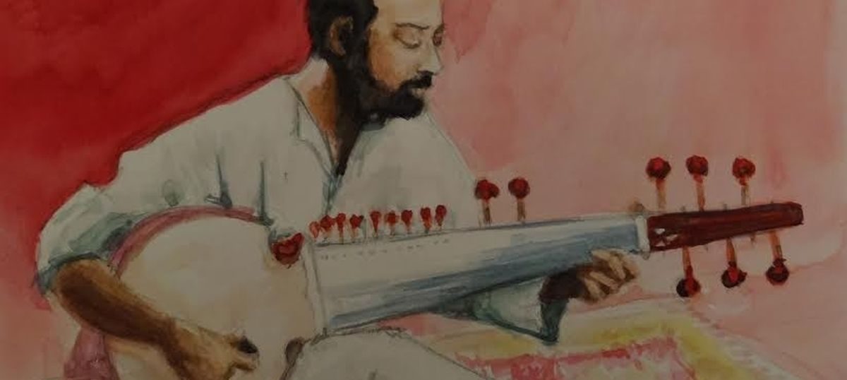 Juan Moreno Moya: Portrait of the Sarod player Kalyan Mukherjea, an undisputed authority on Indian classical music.