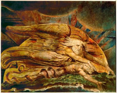 Elohim Creating Adam (1795c.1805) by William Blake (1757-1827). Source: Wikimedia Commons.