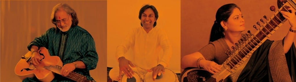 Pt. VISWHA MOHAN BHATT Ganges Riverbanks Trio concert and workshop with Pt. Vishwa Mohan Veena, Amita Dalal, Nihar Mehta