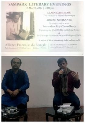 Sundanan Roy Chowdhury and Adrián Navigante at Sampark Literary Evenings, 17 march 2019. photo by Amanda Viana de Sousa