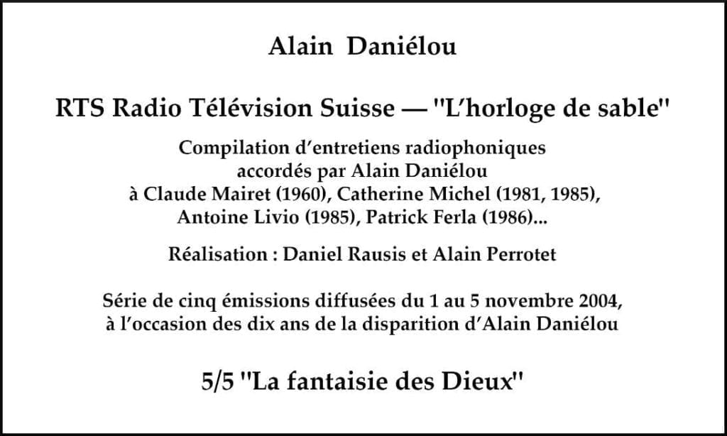 Alain Daniélou – “L’horloge de sable”